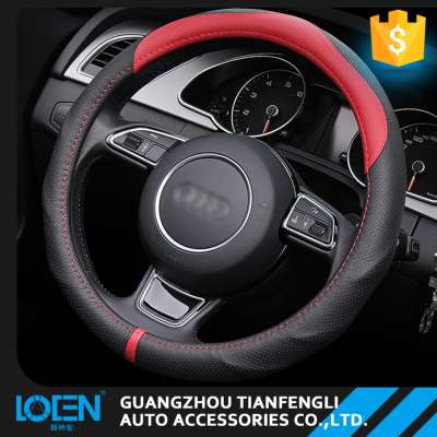 LOCEN high quality precise suture non slip colorful universal leather car steering wheel cover