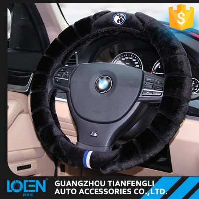 LOCEN 36-40CM Grip Circumference Warm Plush Car Steering Wheel Cover