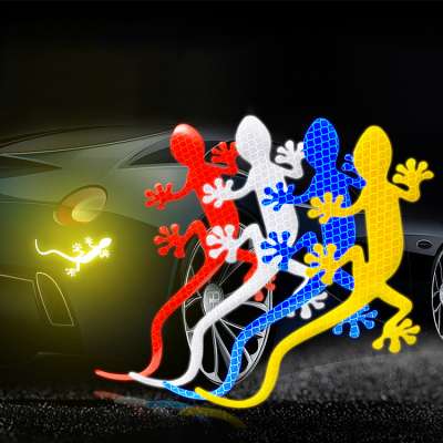 Universal Auto exterior body warning anti collision waterproof gecko shape sticker car reflective